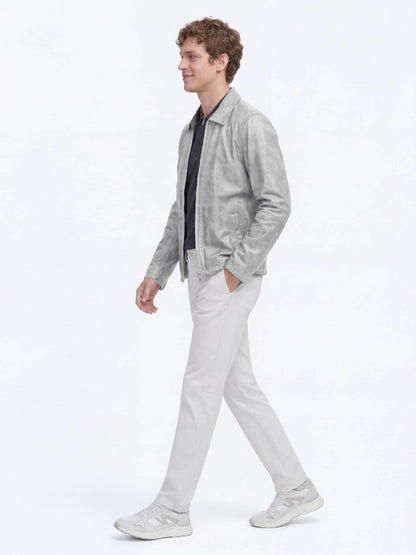 Gri Regular Fit Gömlek Yaka Smart Casual Çift Taraflı Deri Mont