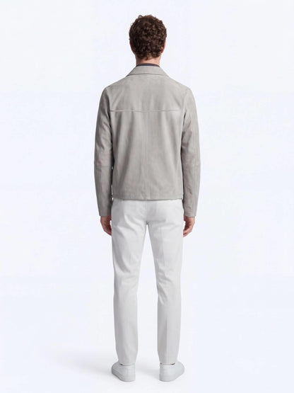 Gri Regular Fit Gömlek Yaka Smart Casual Çift Taraflı Deri Mont