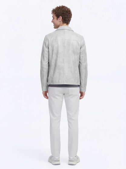 Gri Regular Fit Gömlek Yaka Smart Casual Çift Taraflı Deri Mont