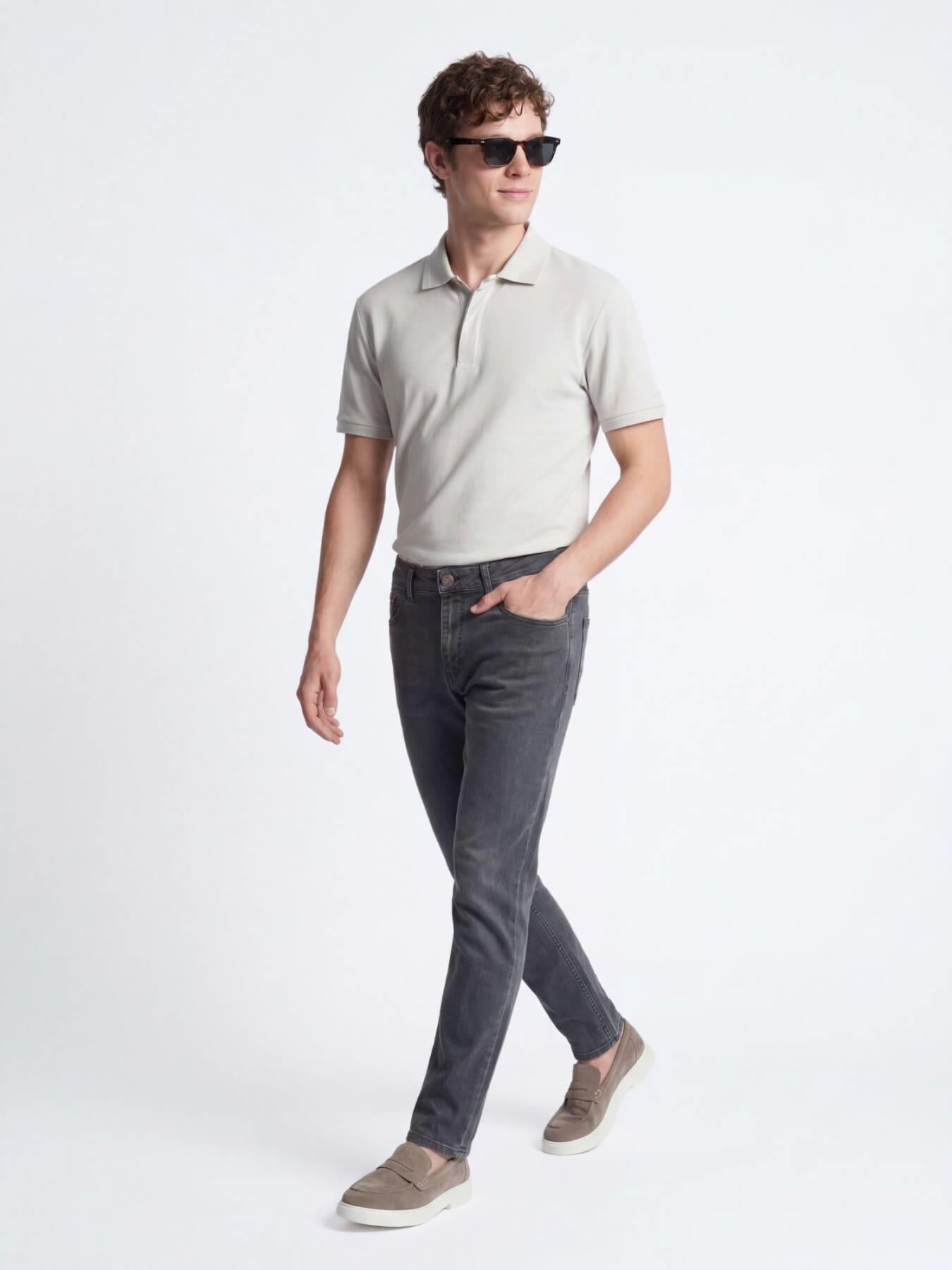 Koyu Yeşil Slim Fit Denim Pamuk Karışımlı Pantolon