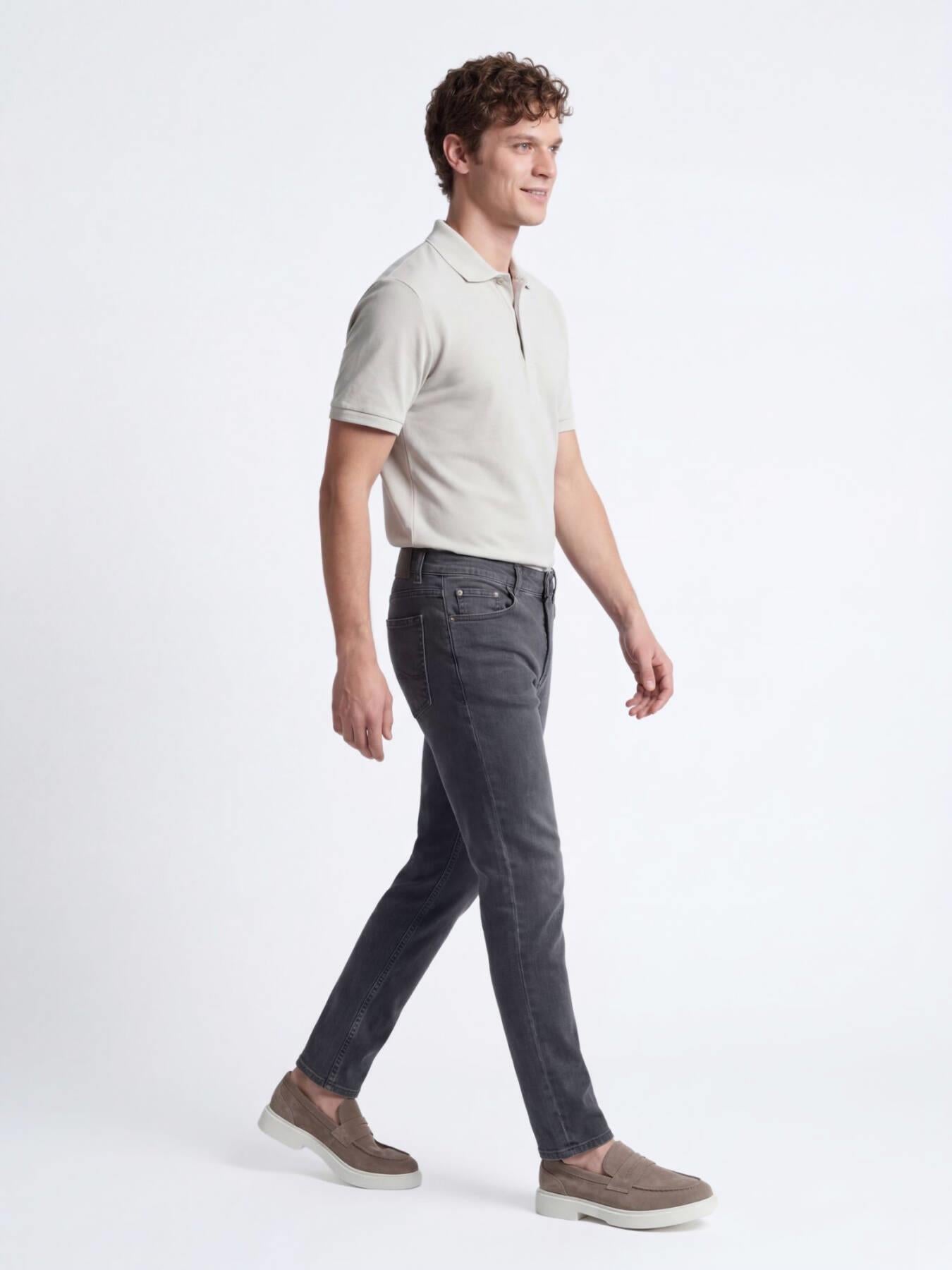 Koyu Yeşil Slim Fit Denim Pamuk Karışımlı Pantolon