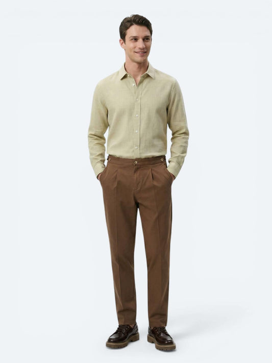 Bakır Düz Dokuma Regular Fit Casual Pamuk Karışımlı Pantolon