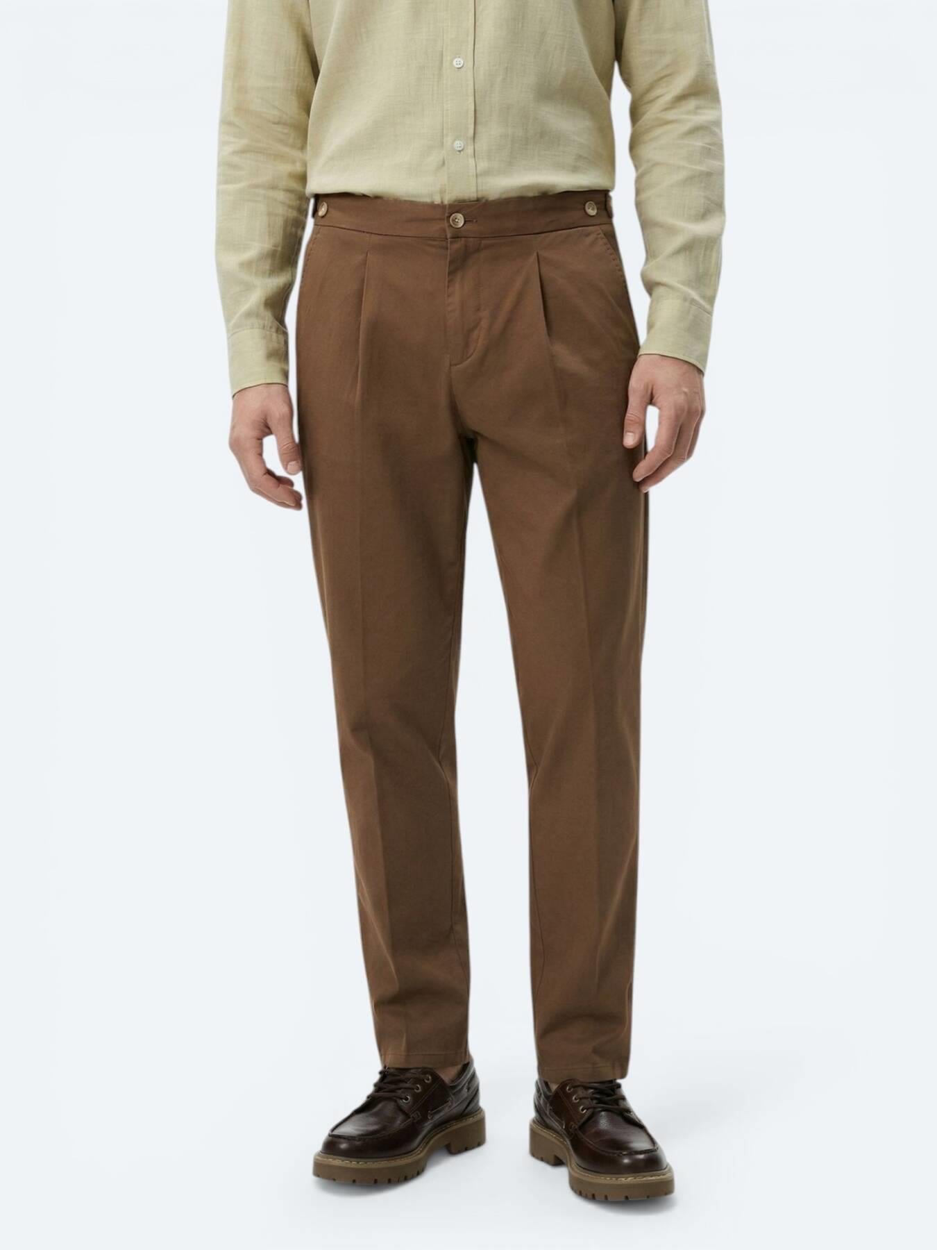 Bakır Düz Dokuma Regular Fit Casual Pamuk Karışımlı Pantolon