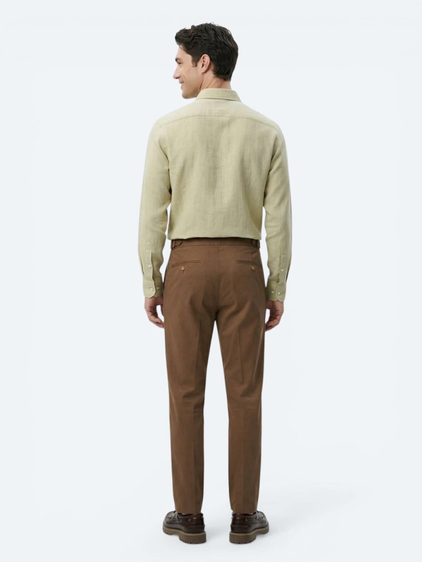 Bakır Düz Dokuma Regular Fit Casual Pamuk Karışımlı Pantolon