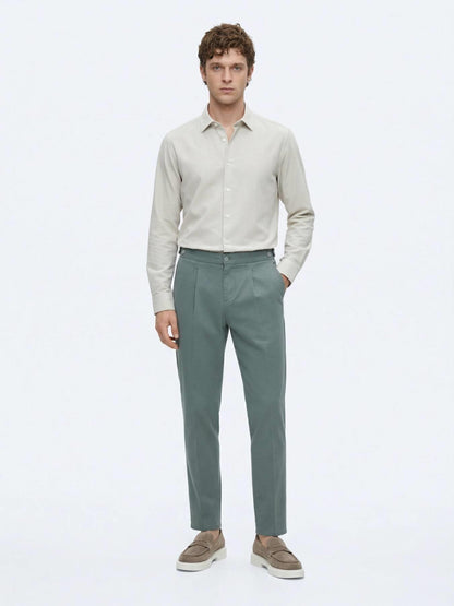 Mint Düz Dokuma Regular Fit Casual Pamuk Karışımlı Pantolon