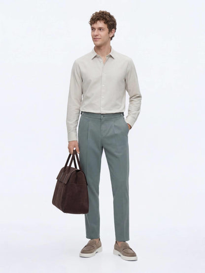 Mint Düz Dokuma Regular Fit Casual Pamuk Karışımlı Pantolon