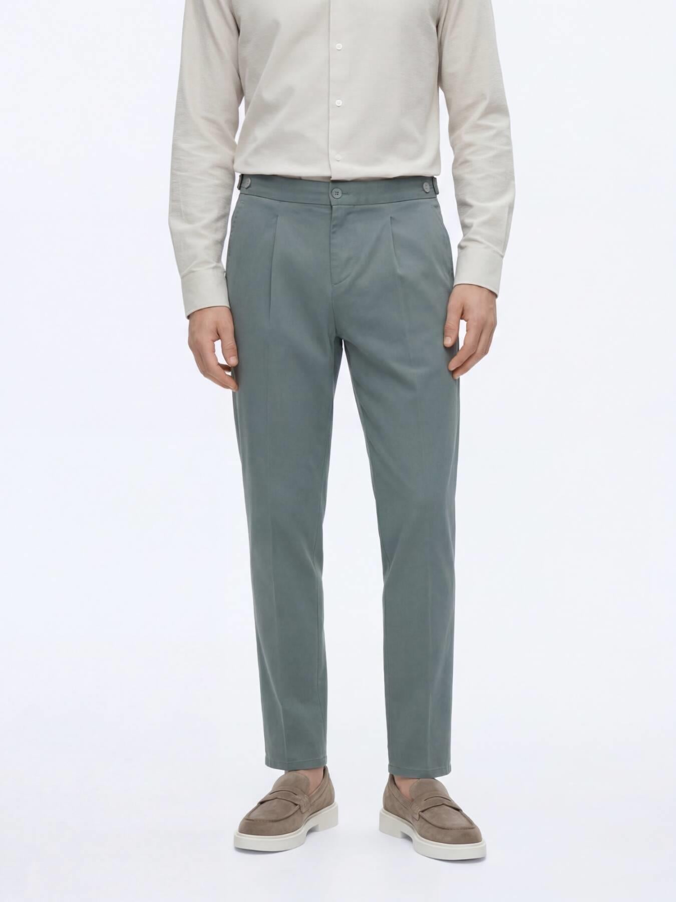 Mint Düz Dokuma Regular Fit Casual Pamuk Karışımlı Pantolon