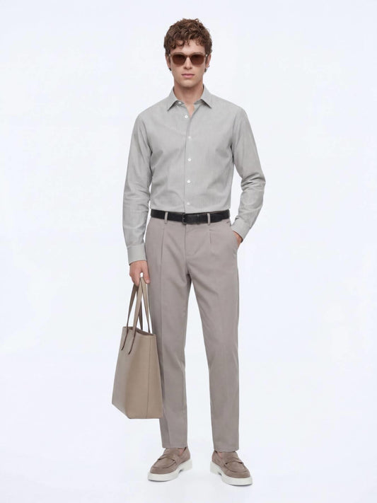 Vizon Düz Dokuma Regular Fit Casual Pamuk Karışımlı Pantolon