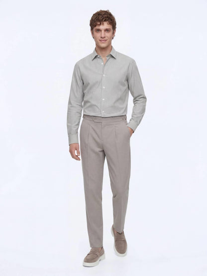 Vizon Düz Dokuma Regular Fit Casual Pamuk Karışımlı Pantolon