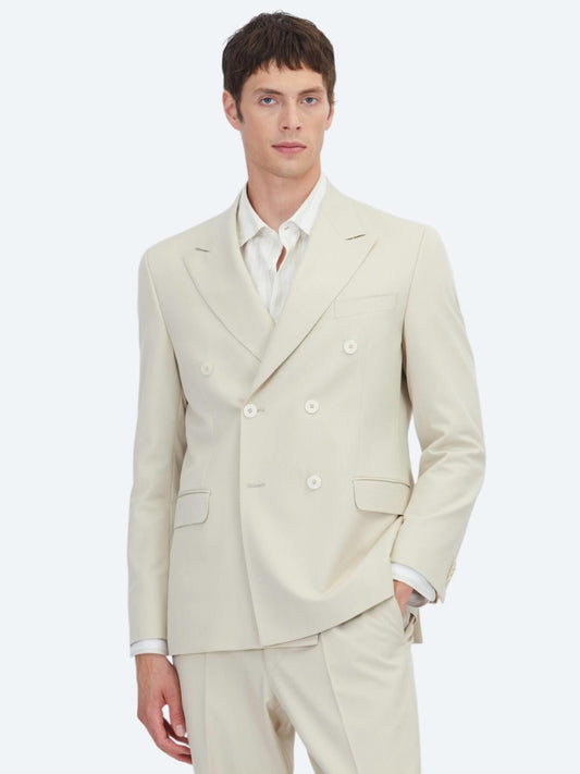 Bej Düz Modern Fit Takım Elbise