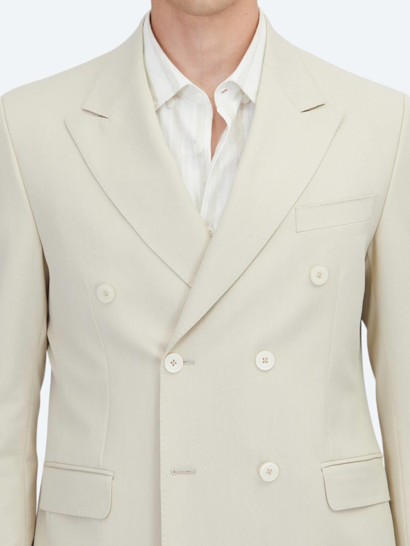 Bej Düz Modern Fit Takım Elbise