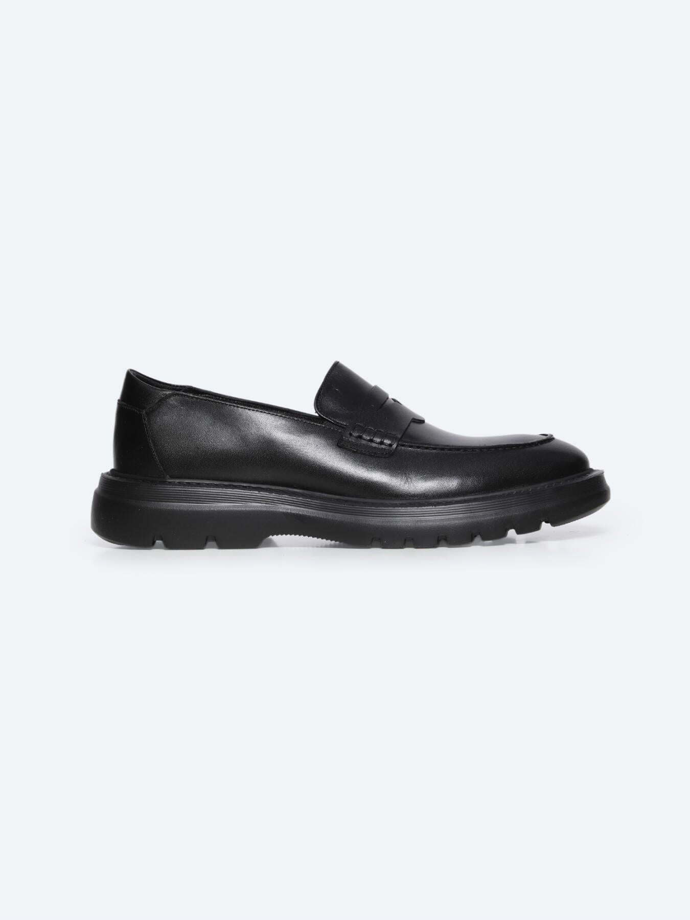 Siyah Deri Smart Casual Loafer