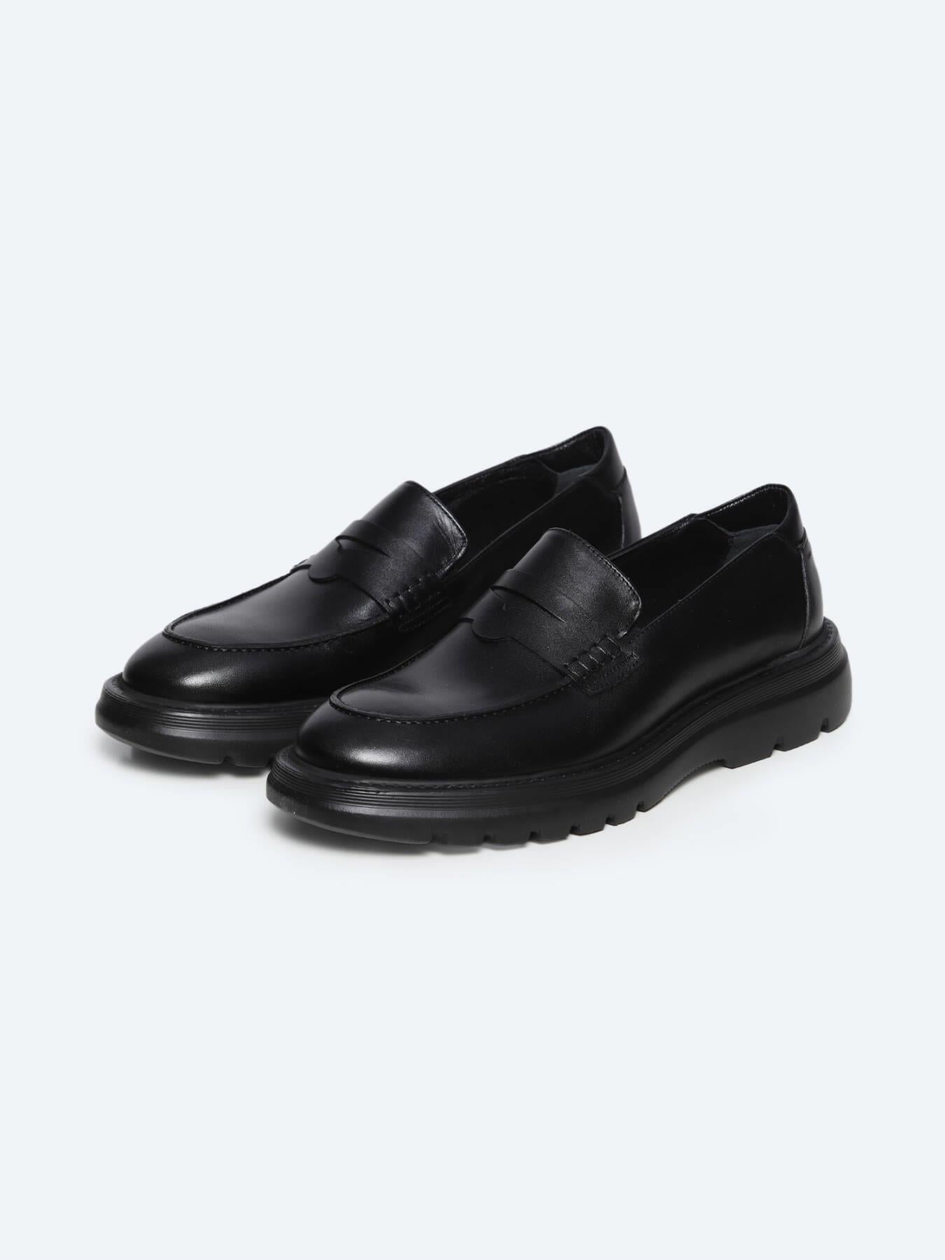 Siyah Deri Smart Casual Loafer
