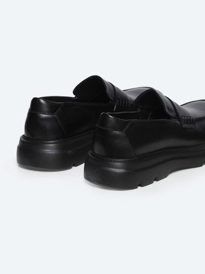 Siyah Deri Smart Casual Loafer