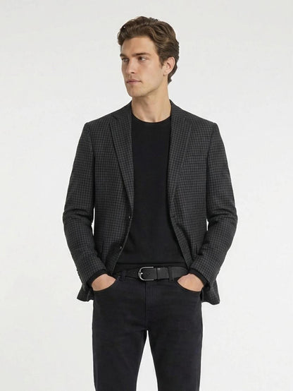Antrasit Modern Fit Yün Karışımlı Ceket