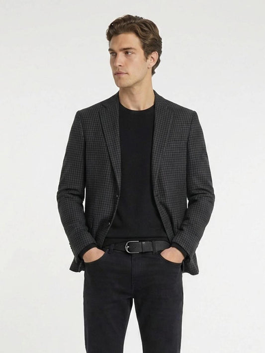 Antrasit Modern Fit Yün Karışımlı Ceket
