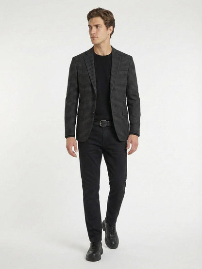 Antrasit Modern Fit Yün Karışımlı Ceket