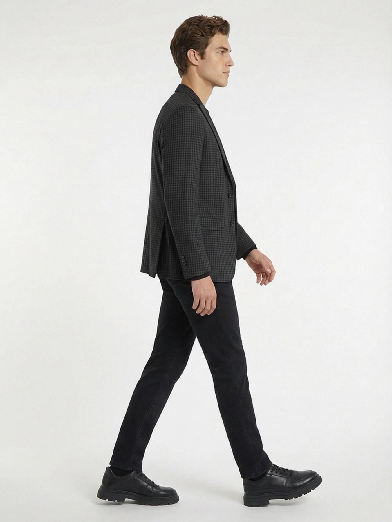 Antrasit Modern Fit Yün Karışımlı Ceket