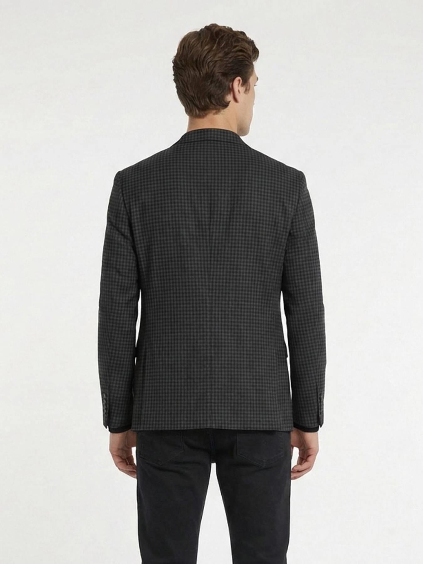 Antrasit Modern Fit Yün Karışımlı Ceket