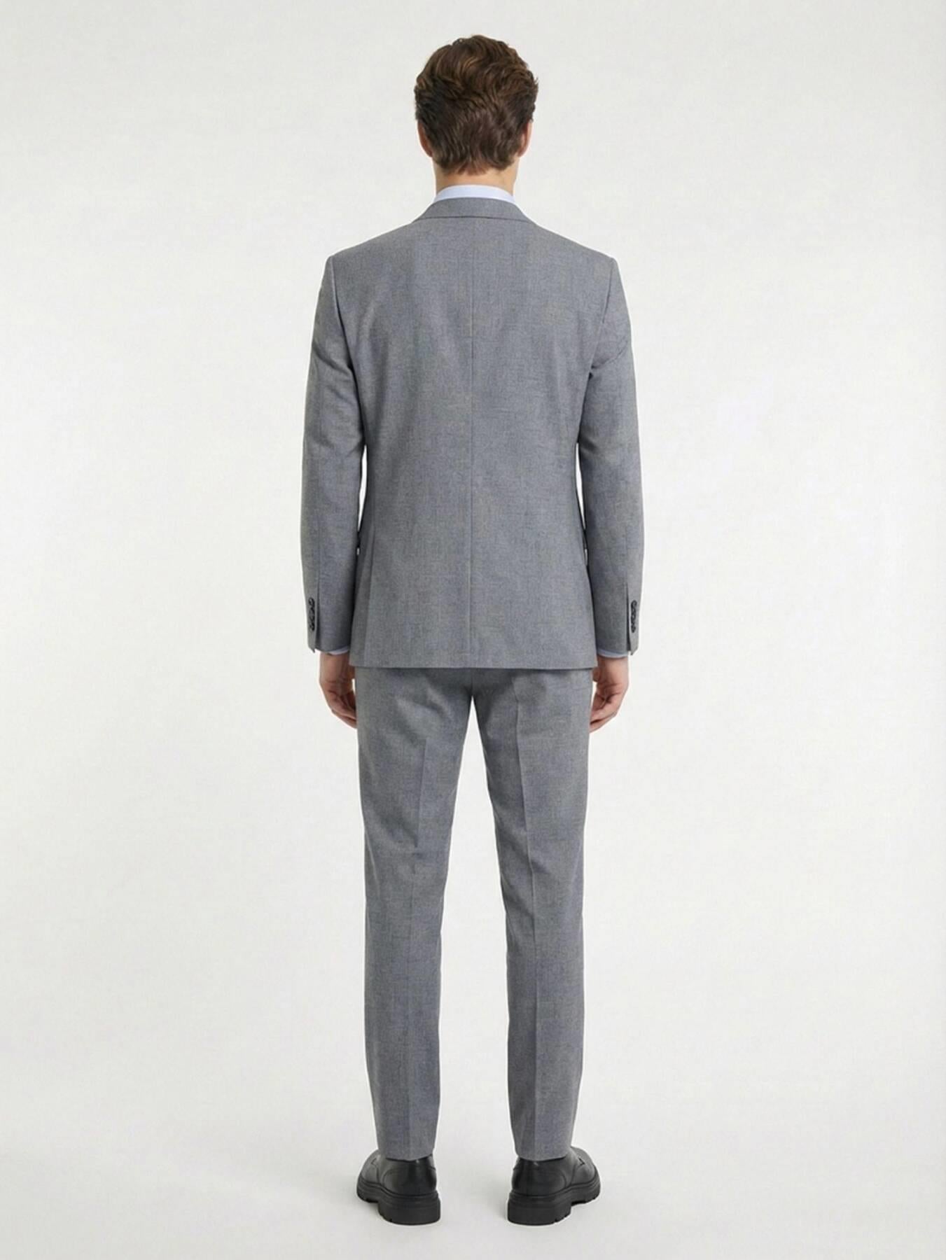 Gri Düz Modern Fit Takım Elbise