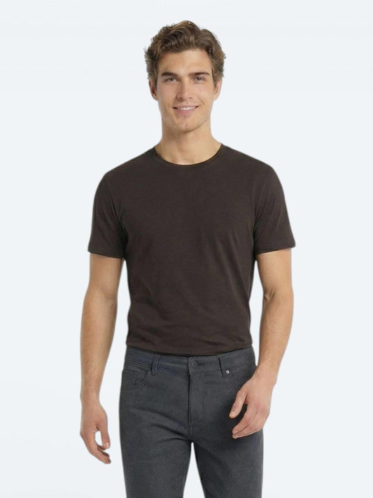 Kahverengi Düz %100 Pamuk T-shirt