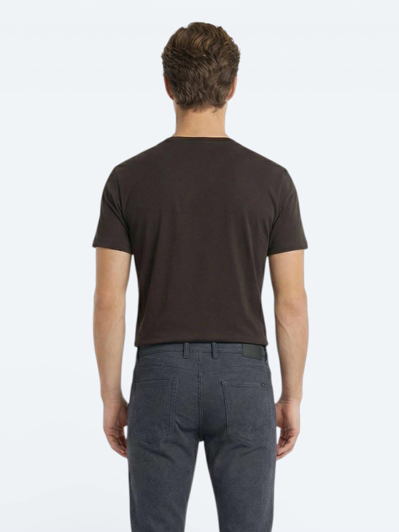 Kahverengi Düz %100 Pamuk T-shirt