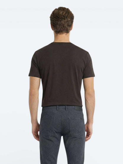 Kahverengi Düz %100 Pamuk T-shirt