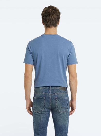 Indigo Düz %100 Pamuk T-shirt