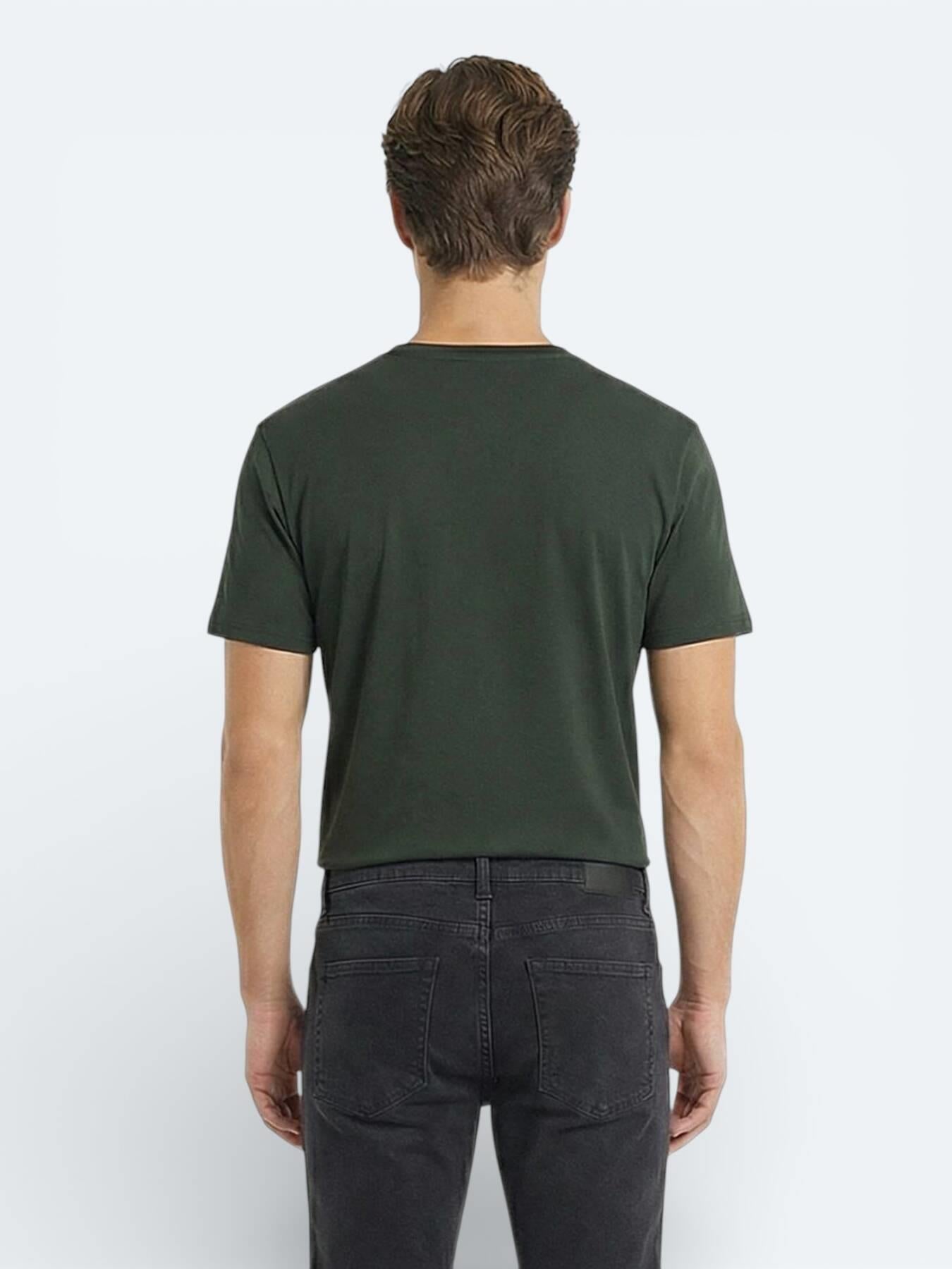 Yağ Yeşili Düz %100 Pamuk T-shirt