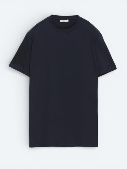 Lacivert Düz %100 Pamuk T-shirt