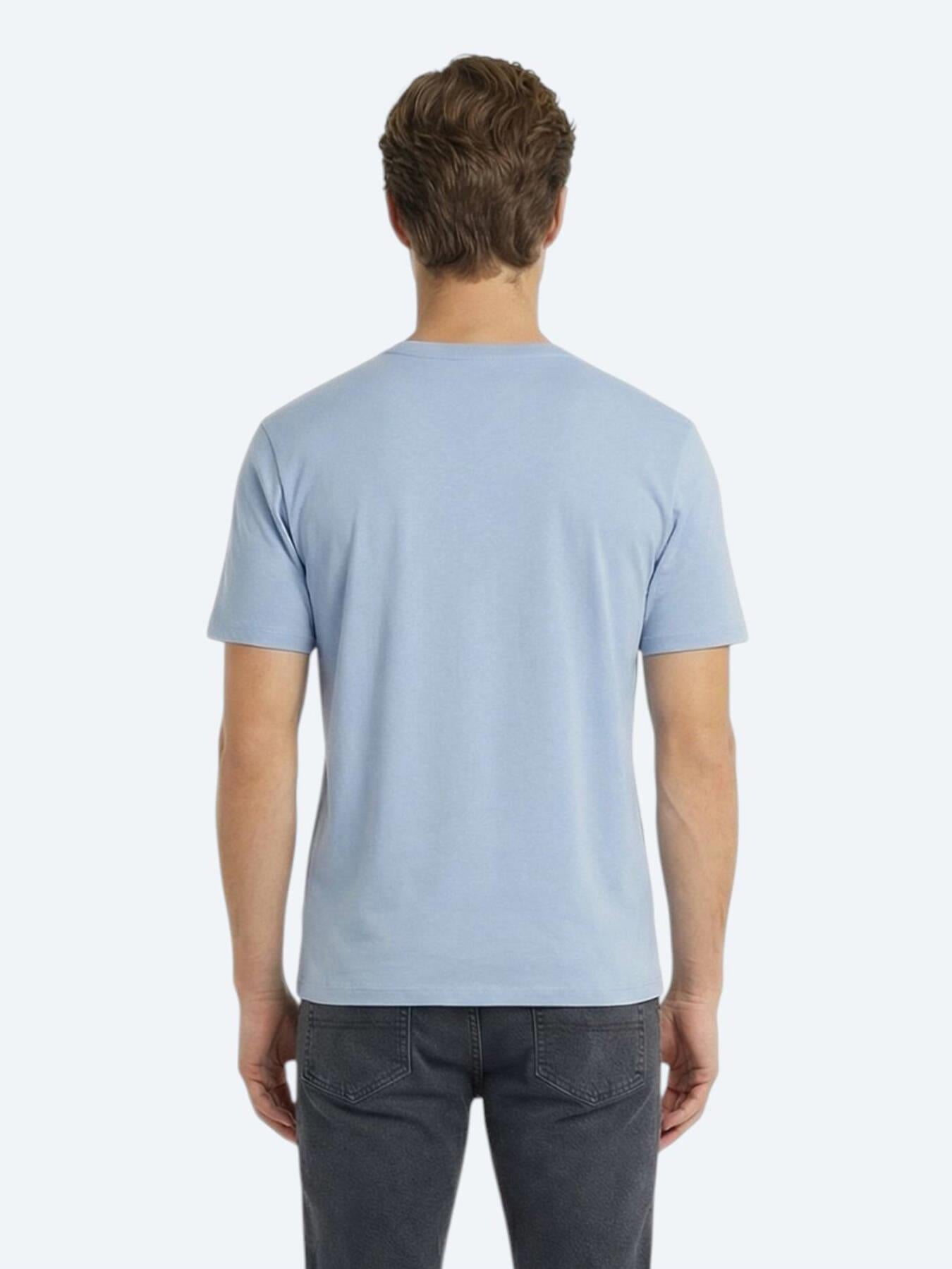Açık Mavi Düz %100 Pamuk T-shirt