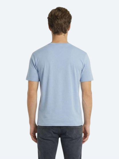 Açık Mavi Düz %100 Pamuk T-shirt