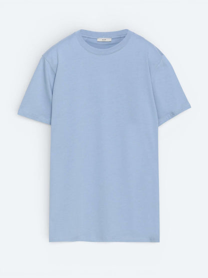 Açık Mavi Düz %100 Pamuk T-shirt