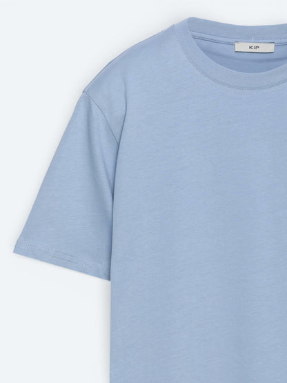 Açık Mavi Düz %100 Pamuk T-shirt