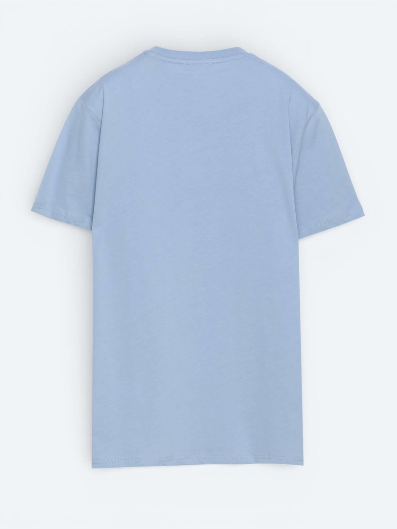Açık Mavi Düz %100 Pamuk T-shirt