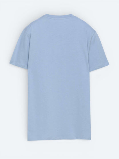 Açık Mavi Düz %100 Pamuk T-shirt