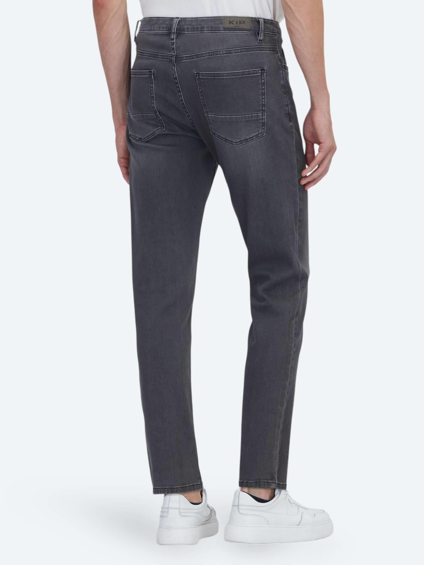 Koyu Gri Slim Fit Denim Pamuk Karışımlı Pantolon