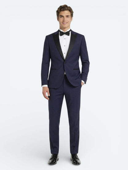 Saks Düz Slim Fit Kruvaze Yaka Dokuma Smokin Takım Elbise