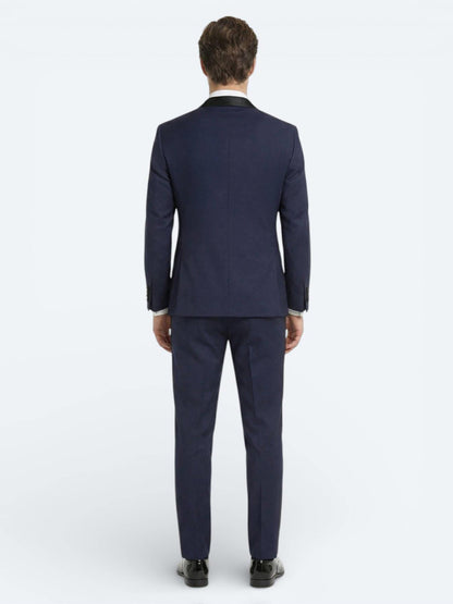 Saks Düz Slim Fit Kruvaze Yaka Dokuma Smokin Takım Elbise