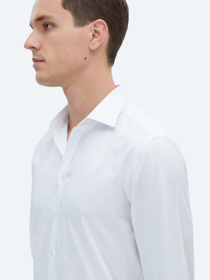 Beyaz Düz Slim Fit Uzun Dokuma Klasik %100 Pamuk Gömlek