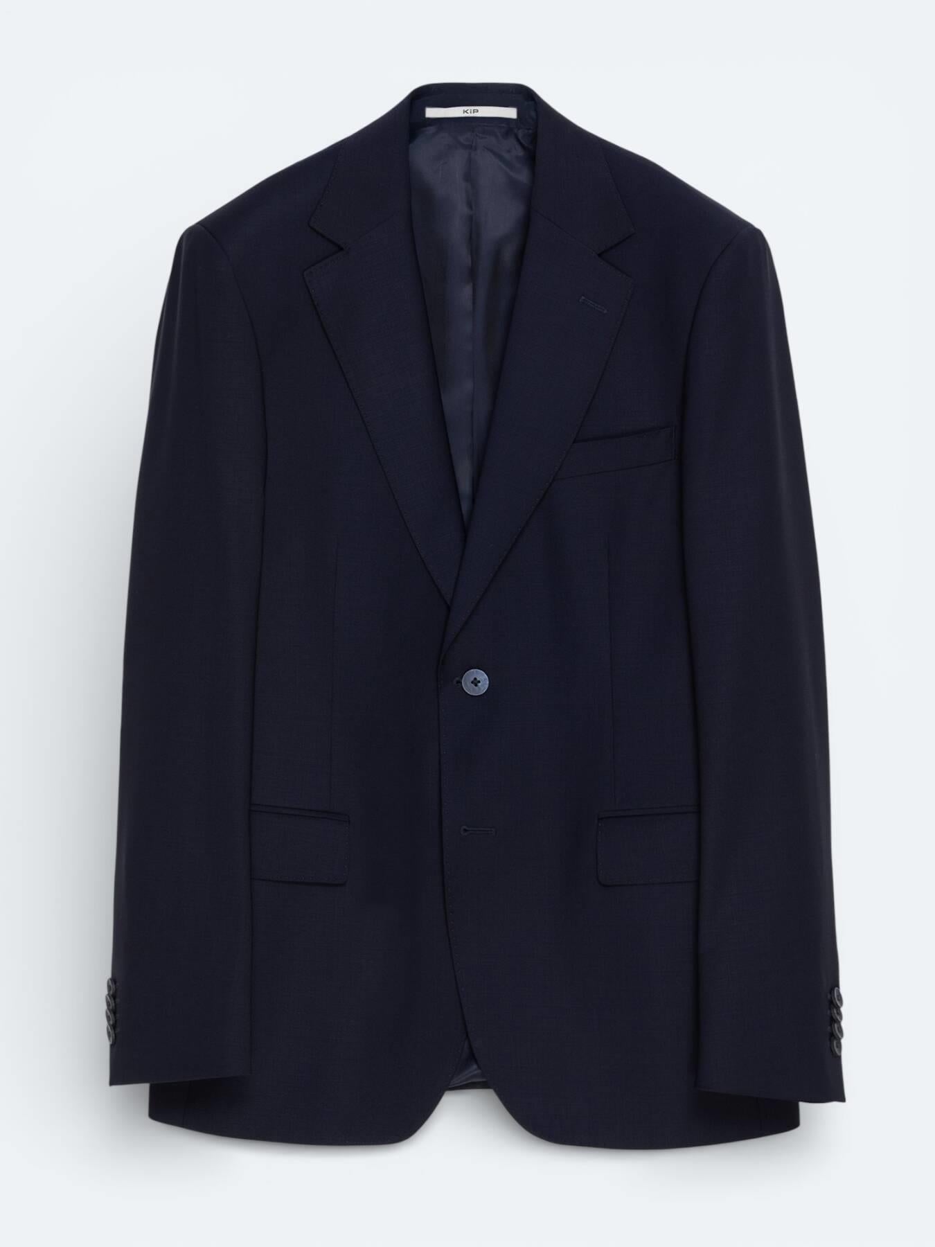 Lacivert Düz Modern Fit Yün Karışımlı Takım Elbise
