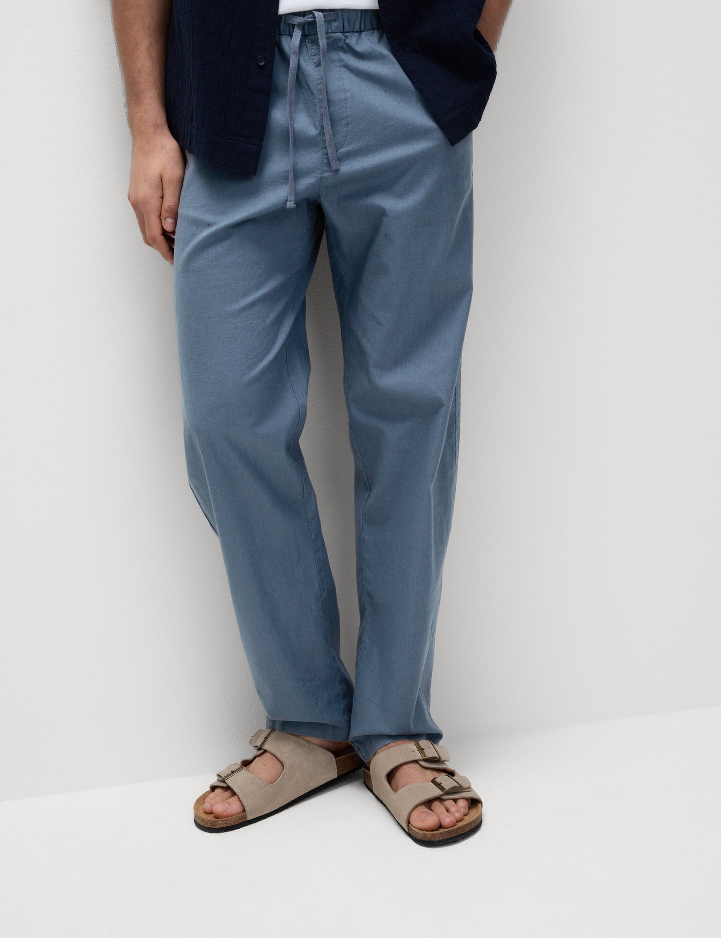 Loose Fit Pamuk Keten Karışımlı Pantolon