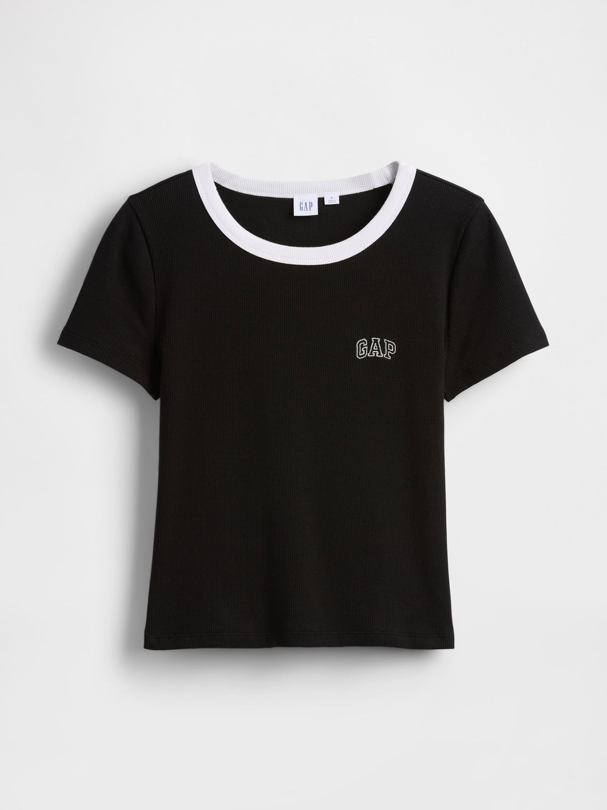 Siyah Ribbed Gap Logo Baby Crop T-shirt