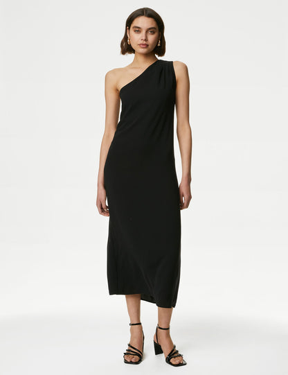 Regular Fit Tek Omuz Midi Elbise