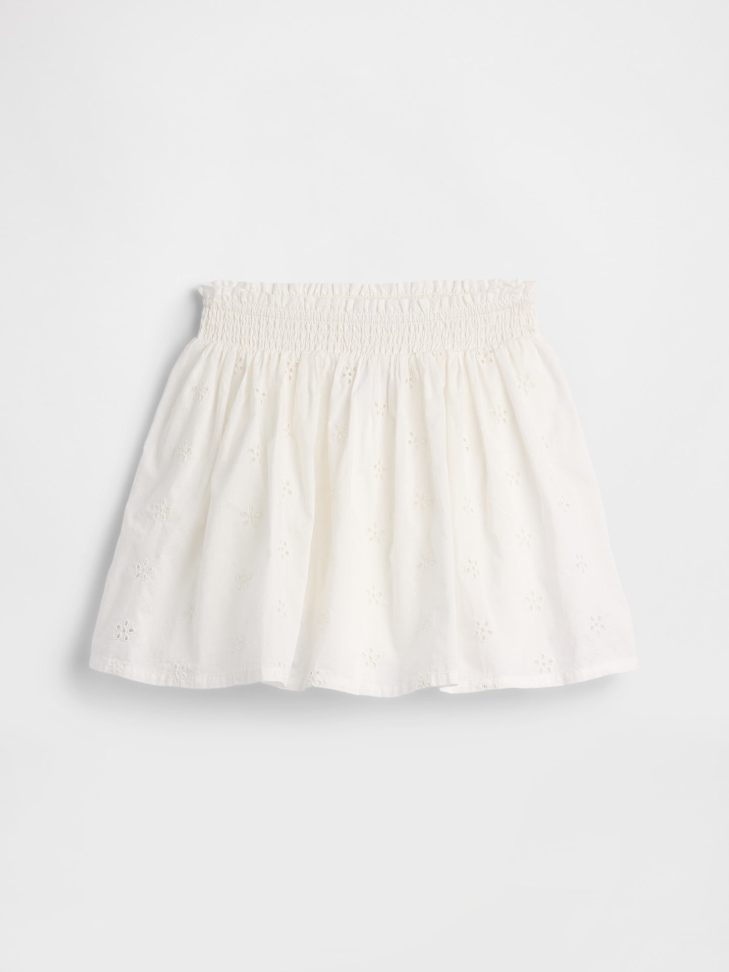 Beyaz Pull-on Smocked Etek