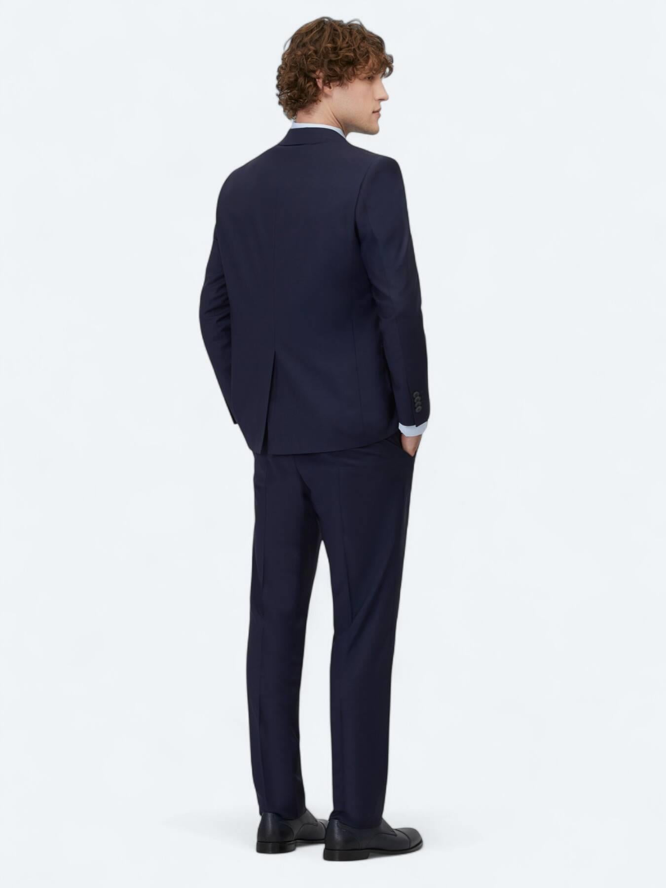 Saks Düz Regular Fit Yün Karışımlı Takım Elbise