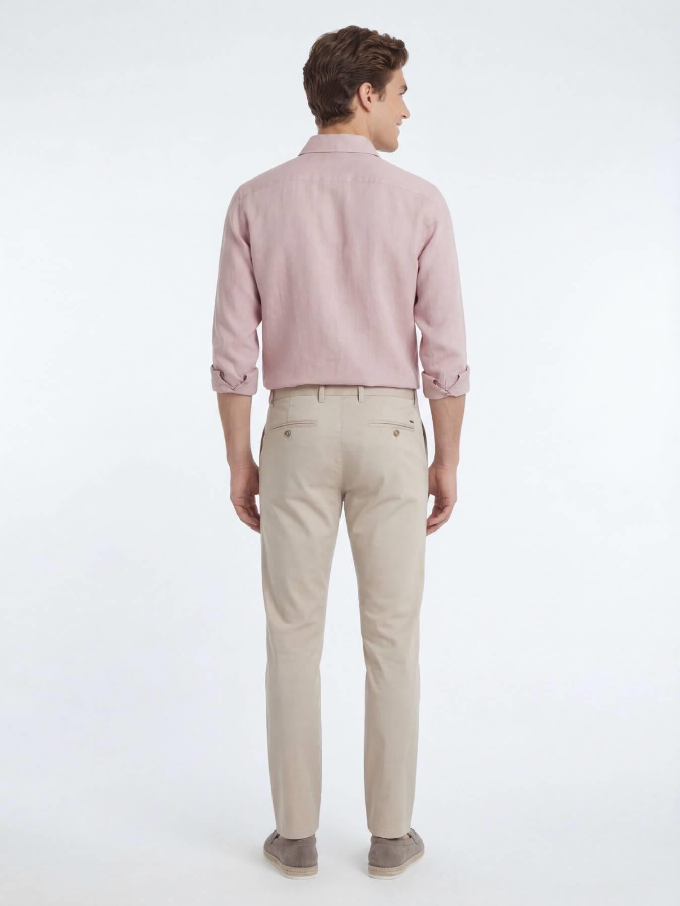 Pembe Düz Regular Fit Uzun Dokuma Casual Pamuk Karışımlı Gömlek