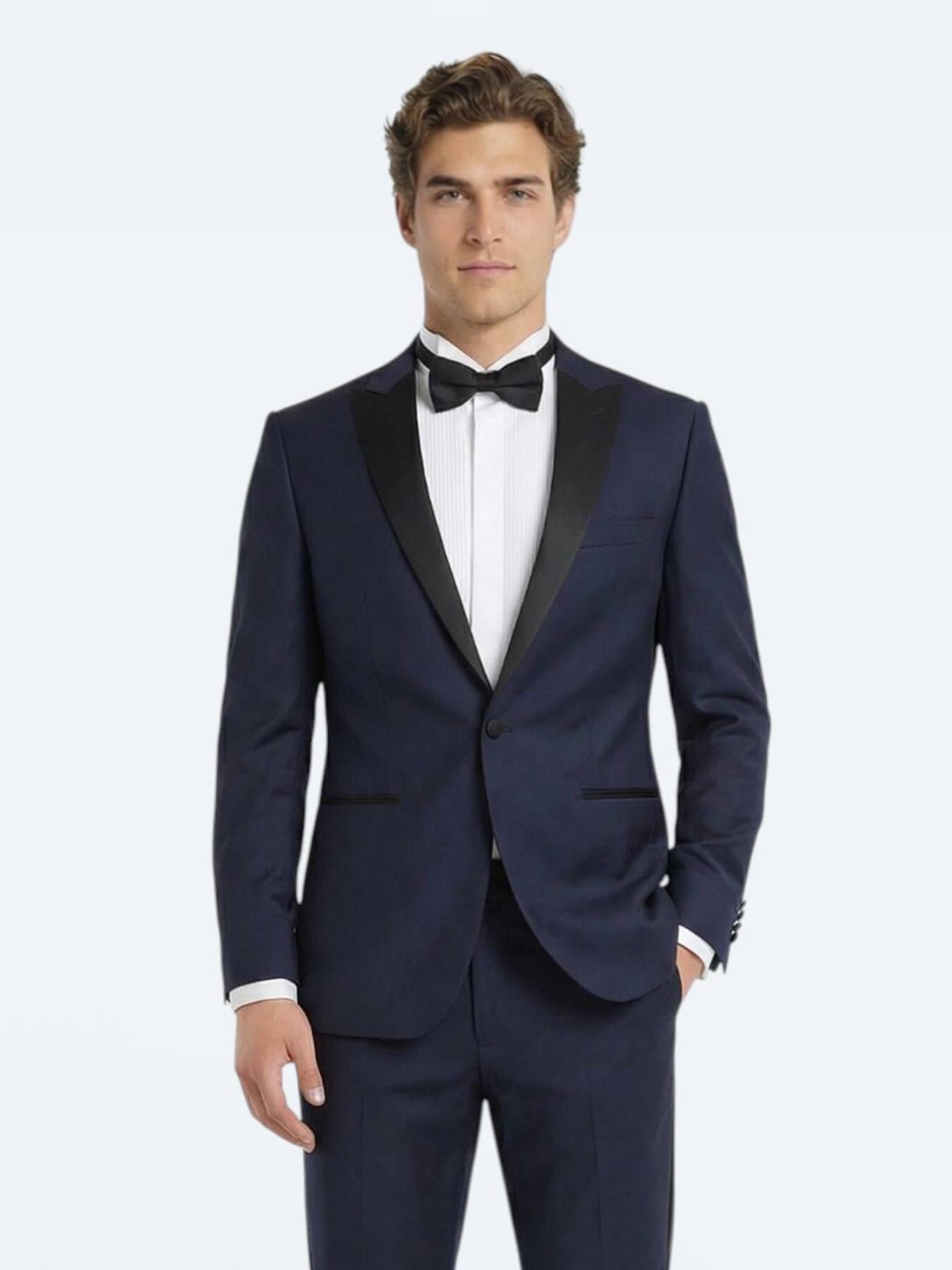 Saks Düz Slim Fit Kelebek Yaka Dokuma Smokin Takım Elbise