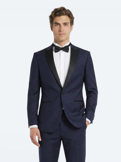 Saks Düz Slim Fit Kelebek Yaka Dokuma Smokin Takım Elbise