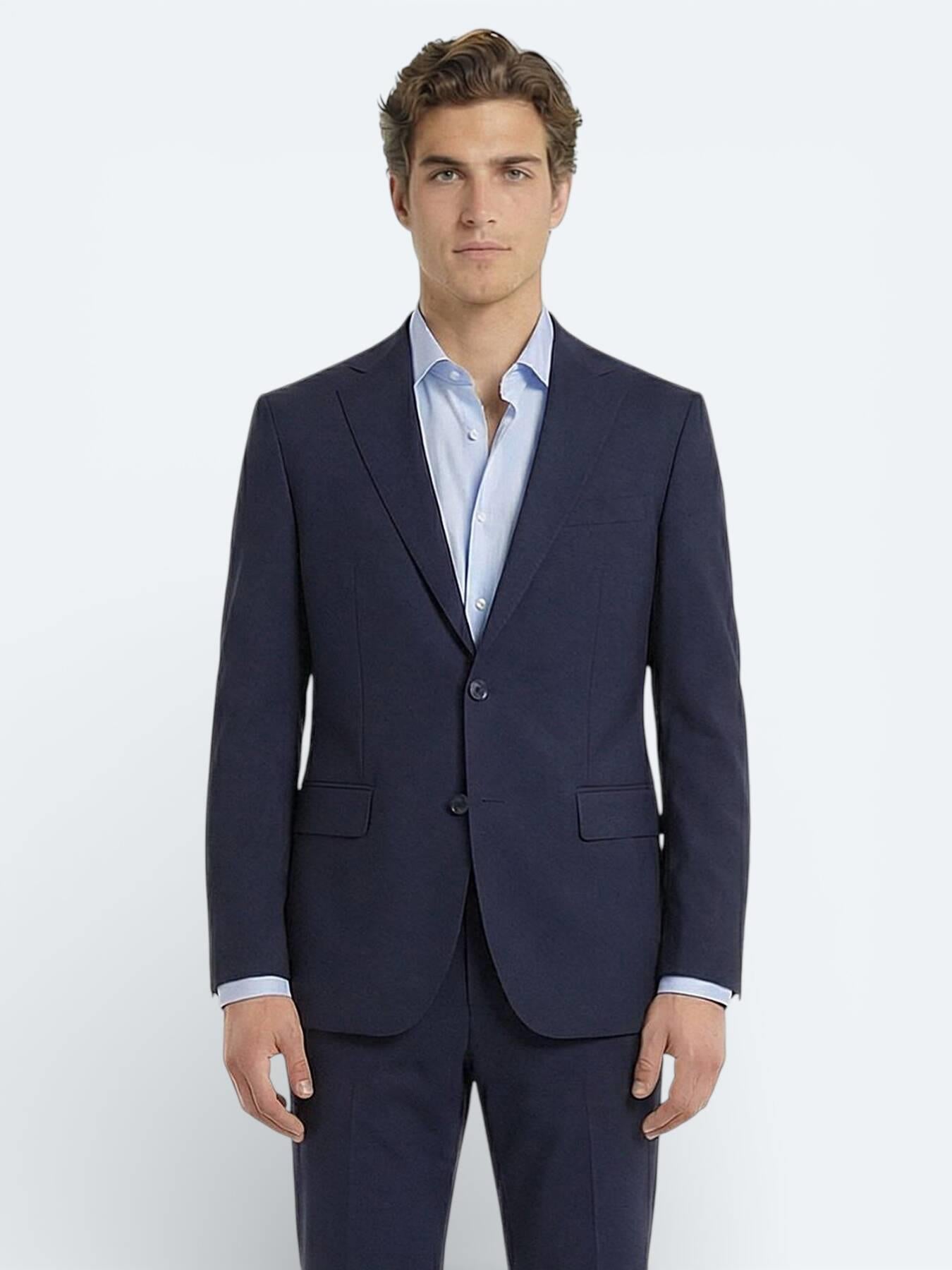 Saks Düz Modern Fit Yün Karışımlı Takım Elbise